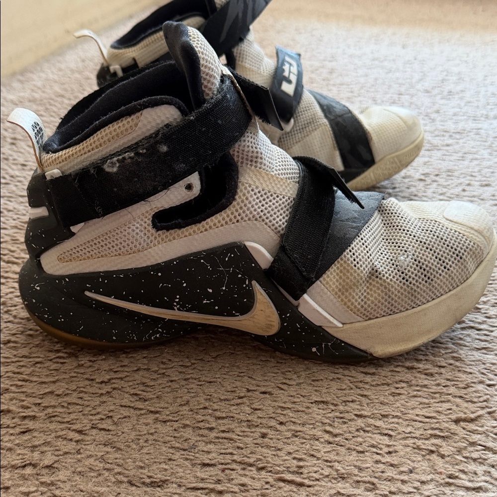 Nike LbJ Black and Cream High-Top Sneakers